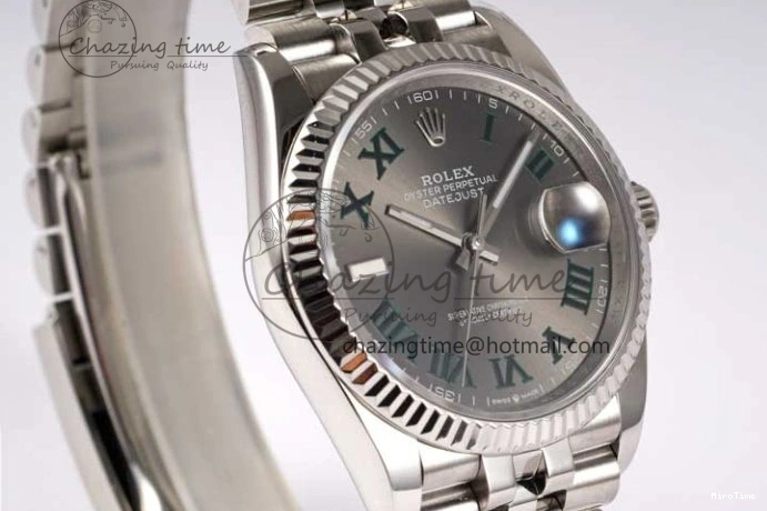 MiroTime 0425 DateJust 36mm SS DIWF 1:1 Best Edition 904L Steel Gray Dial Green Markers on Jubilee Bracelet SA Upgraded 2312